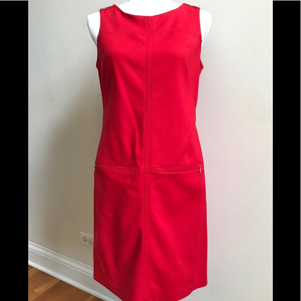 White House Black Market Zip Pocket Cherry Red Sheath Dress